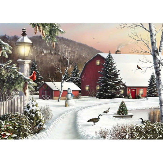 Christmas Snow House - Full Round Drill Diamond Painting 60*50CM