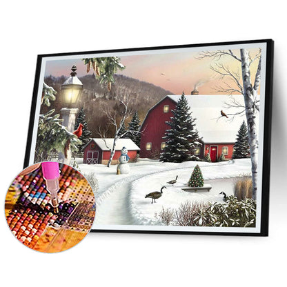 Christmas Snow House - Full Round Drill Diamond Painting 60*50CM