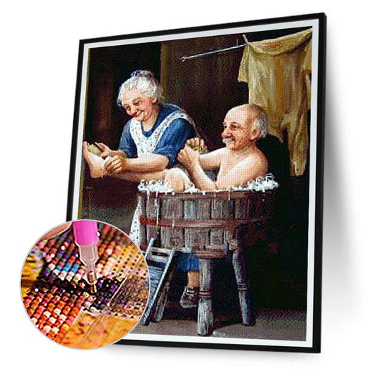 Old Couple 50*60CM(Canvas) Full Round Drill Diamond Painting