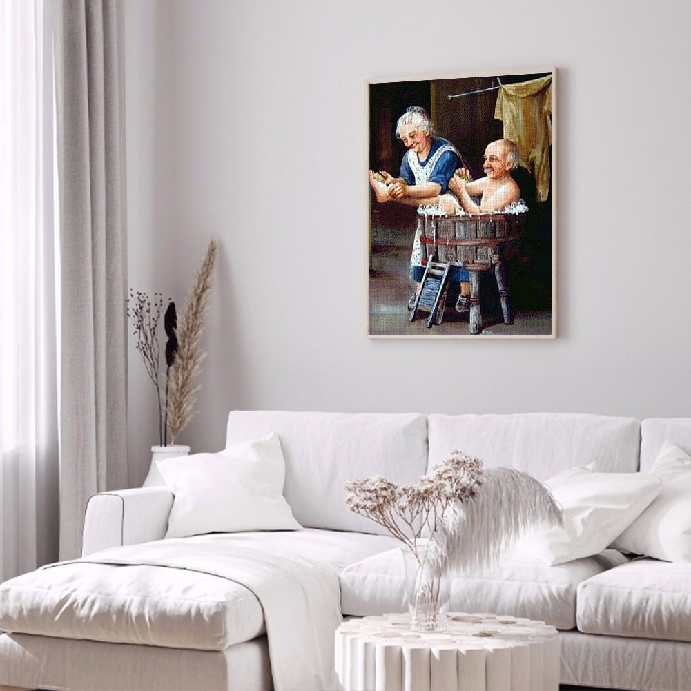 Old Couple 50*60CM(Canvas) Full Round Drill Diamond Painting