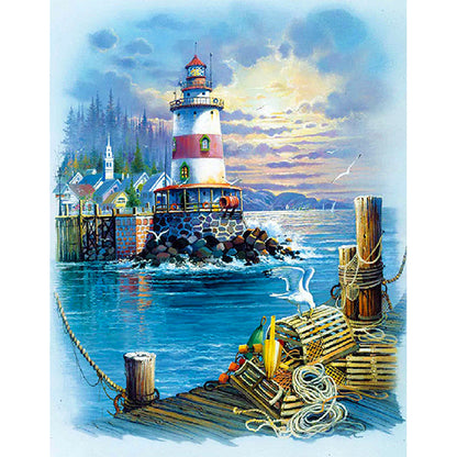 Seaside Lighthouse - Full Square Drill Diamond Painting 50*60CM