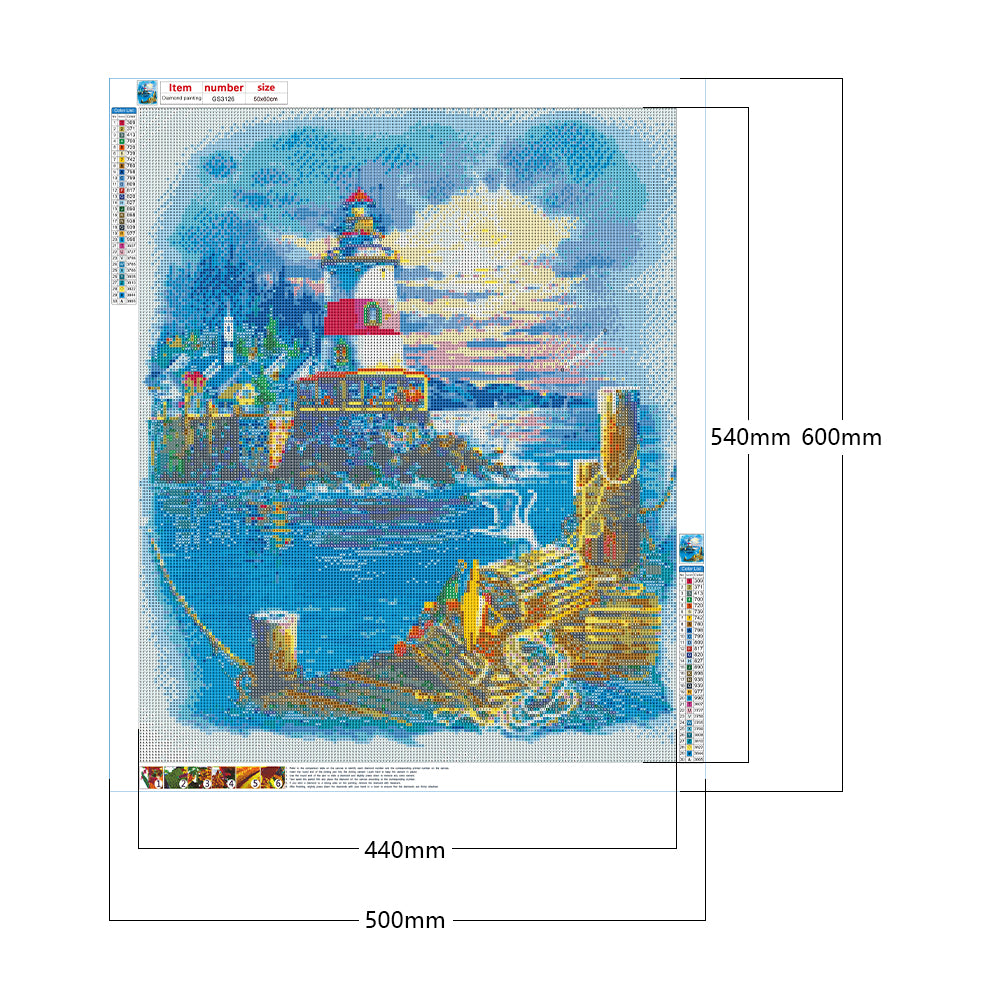 Seaside Lighthouse - Full Square Drill Diamond Painting 50*60CM