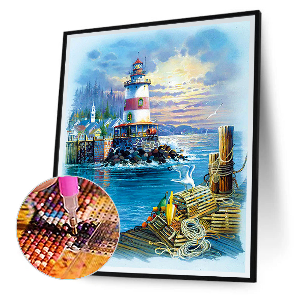 Seaside Lighthouse - Full Square Drill Diamond Painting 50*60CM