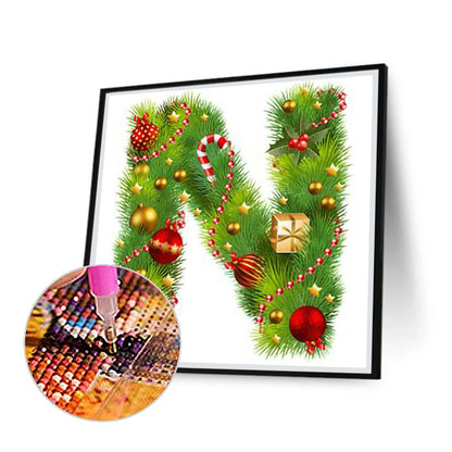 Christmas Letter N - Full Round Drill Diamond Painting 40*40CM