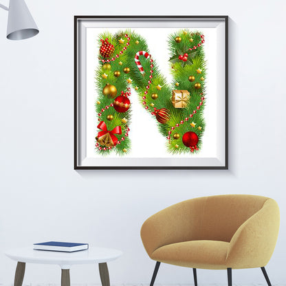 Christmas Letter N - Full Round Drill Diamond Painting 40*40CM