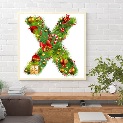 Christmas Letter X - Full Round Drill Diamond Painting 40*40CM