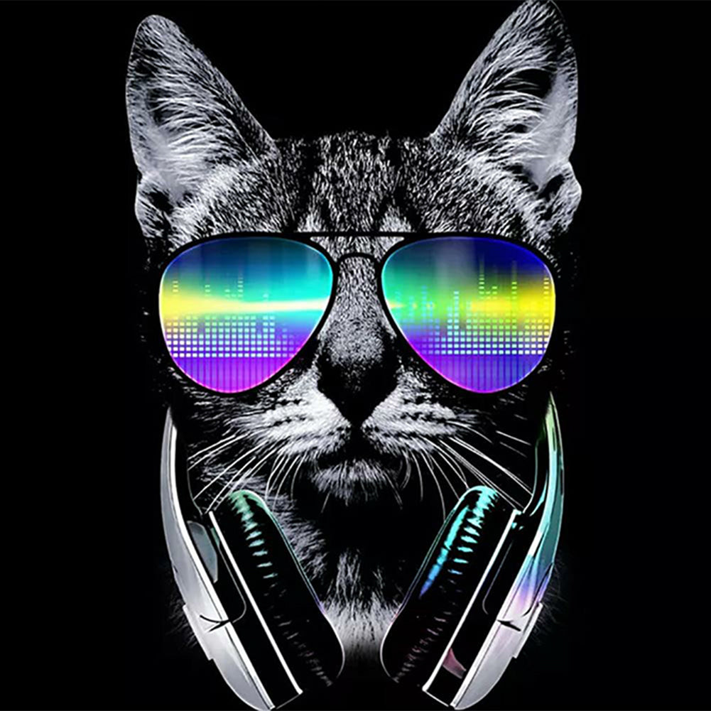 Sunglasses Cat - Full Round Drill Diamond Painting 40*40CM