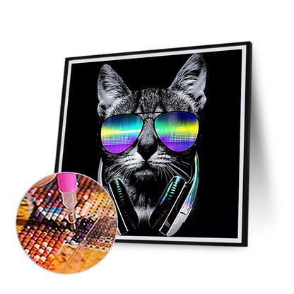 Sunglasses Cat - Full Round Drill Diamond Painting 40*40CM