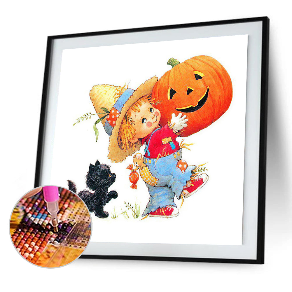 Pumpkin Kid 30*30CM(Canvas) Full Square Drill Diamond Painting