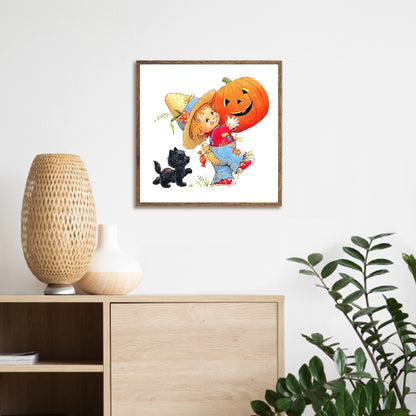 Pumpkin Kid 30*30CM(Canvas) Full Square Drill Diamond Painting