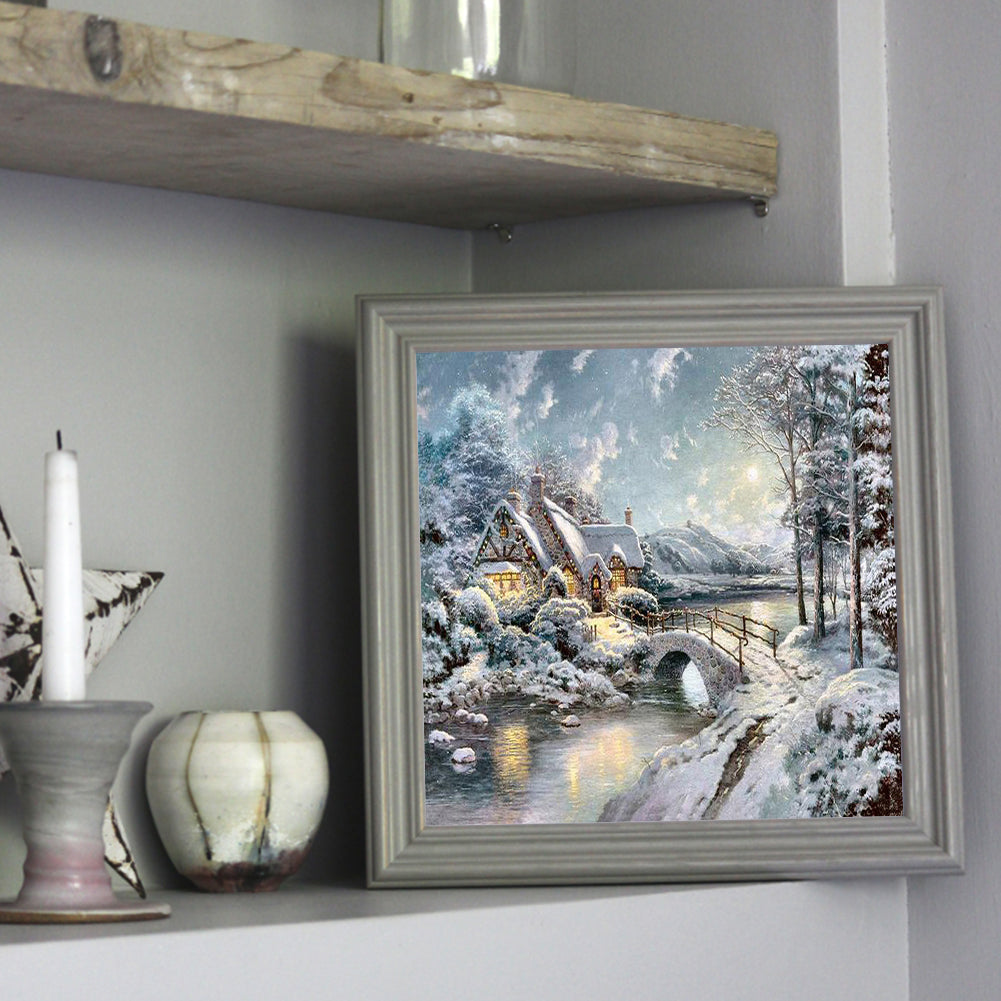 Snow House 30*30CM(Canvas) Full Square Drill Diamond Painting