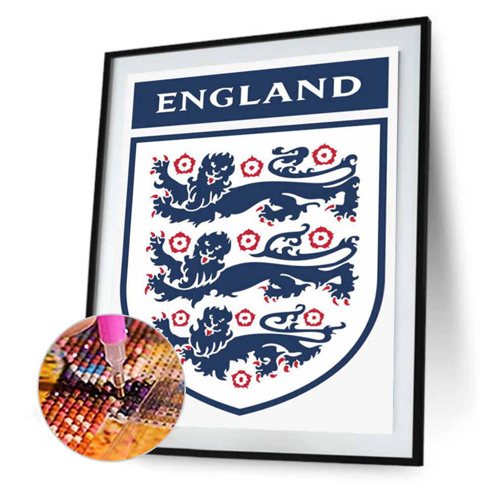 England Fa Three Lions Emblem - Full Round Drill Diamond Painting 40*50CM