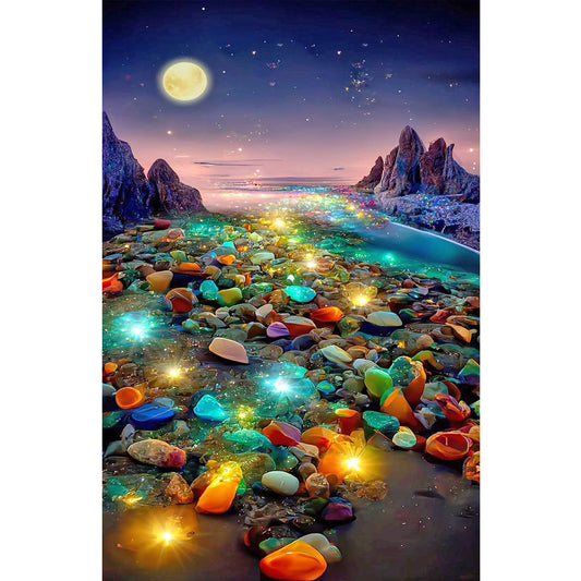 Under The Moon Fantasy Luminous Color Stone - Full Square Drill Diamond Painting 40*70CM