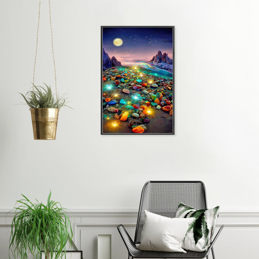Under The Moon Fantasy Luminous Color Stone - Full Square Drill Diamond Painting 40*70CM