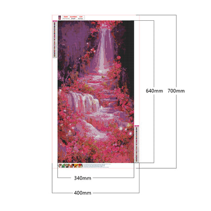 Pink Flower Waterfall - Full Square Drill Diamond Painting 40*70CM