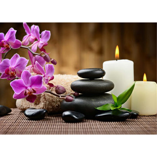 Phalaenopsis Candle Zen Stone - Full Round Drill Diamond Painting 40*30CM