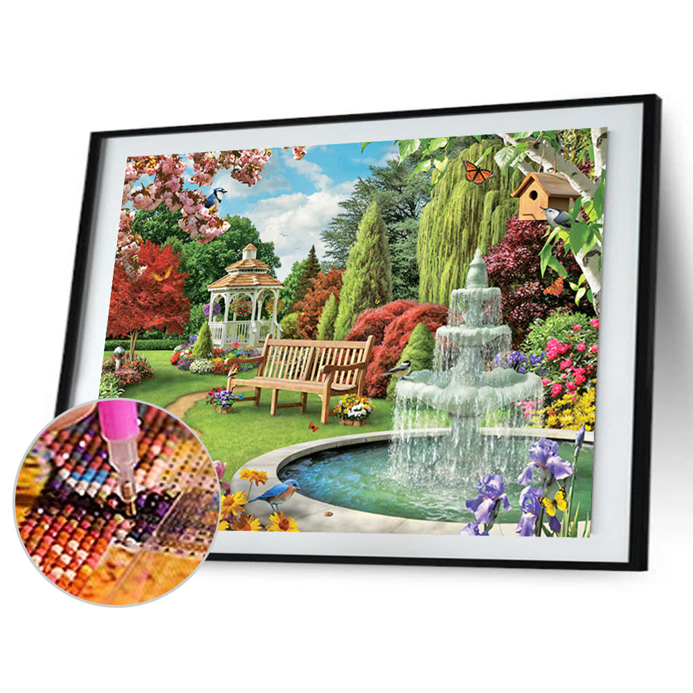 Garden Fountain Bench - Full Round Drill Diamond Painting 40*30CM