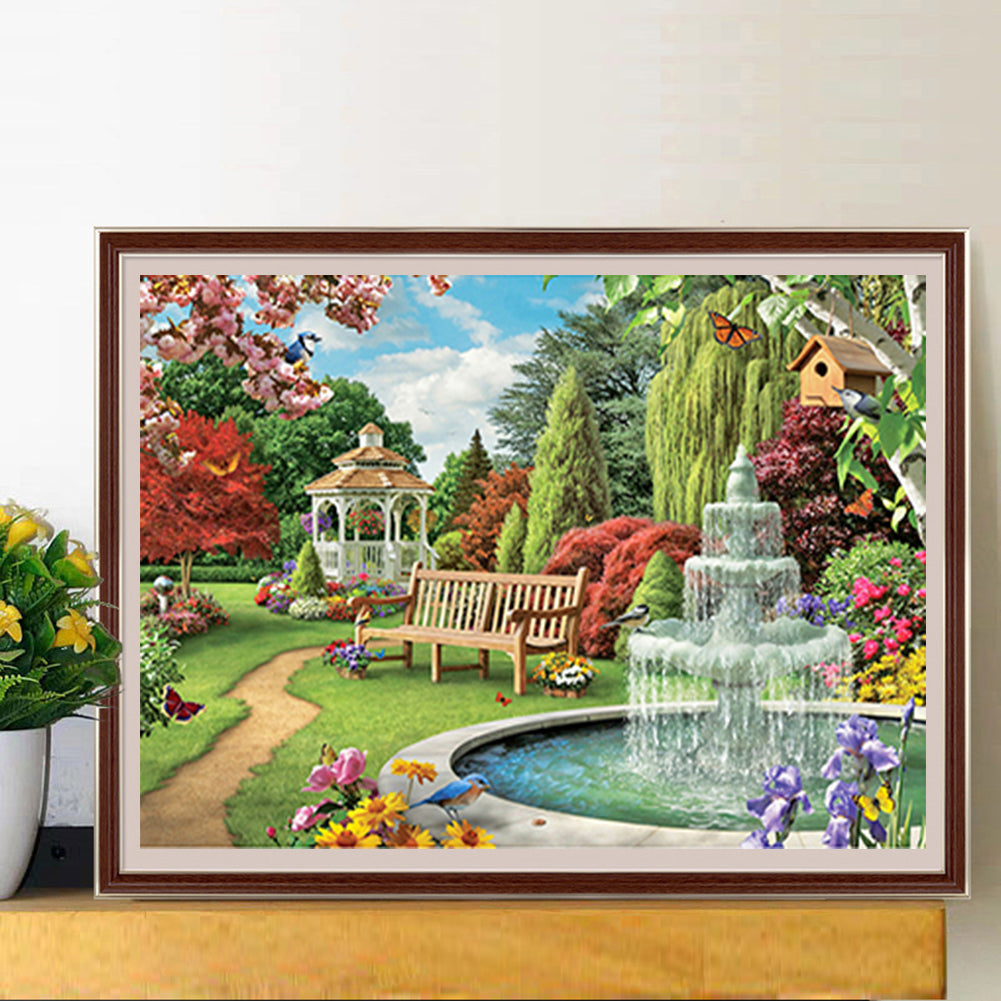 Garden Fountain Bench - Full Round Drill Diamond Painting 40*30CM