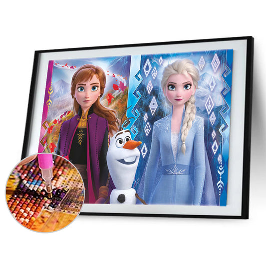 Princess Elsa Princess Anna - Full Round Drill Diamond Painting 50*40CM