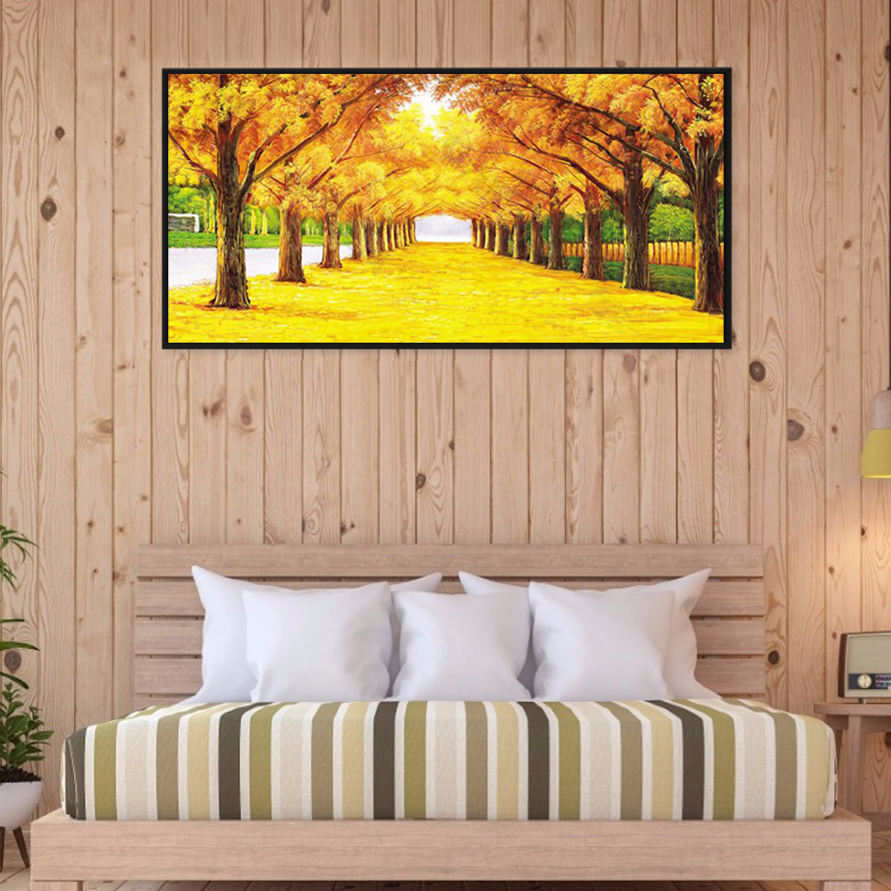 Autumn Maple Leaf Road - Full Square Drill Diamond Painting 100*50CM