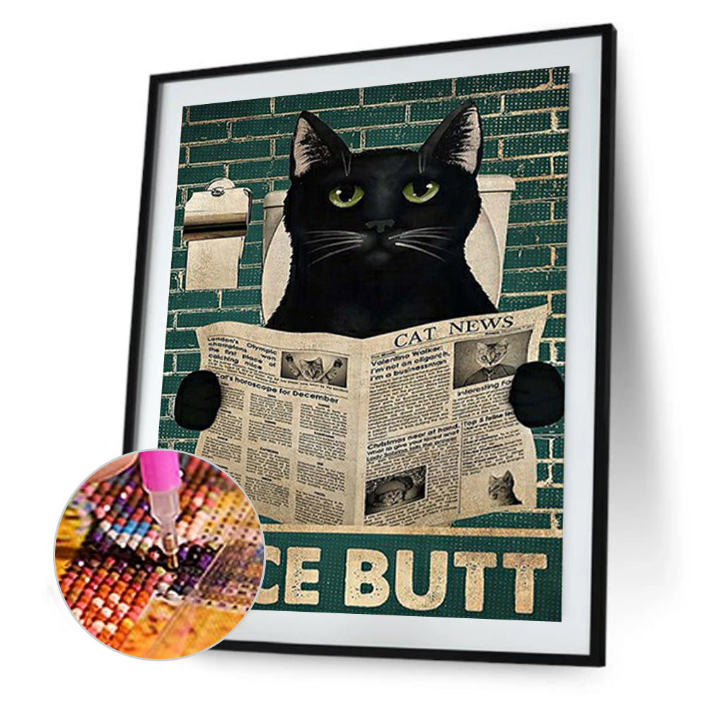 Cat Reading Newspaper - Full Square Drill Diamond Painting 30*40CM