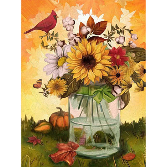 Vase Bird - Full Square Drill Diamond Painting 30*40CM