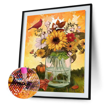 Vase Bird - Full Square Drill Diamond Painting 30*40CM