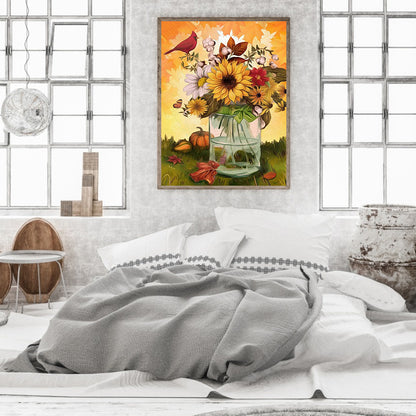 Bird In Vase - Full Square Drill Diamond Painting 30*40CM