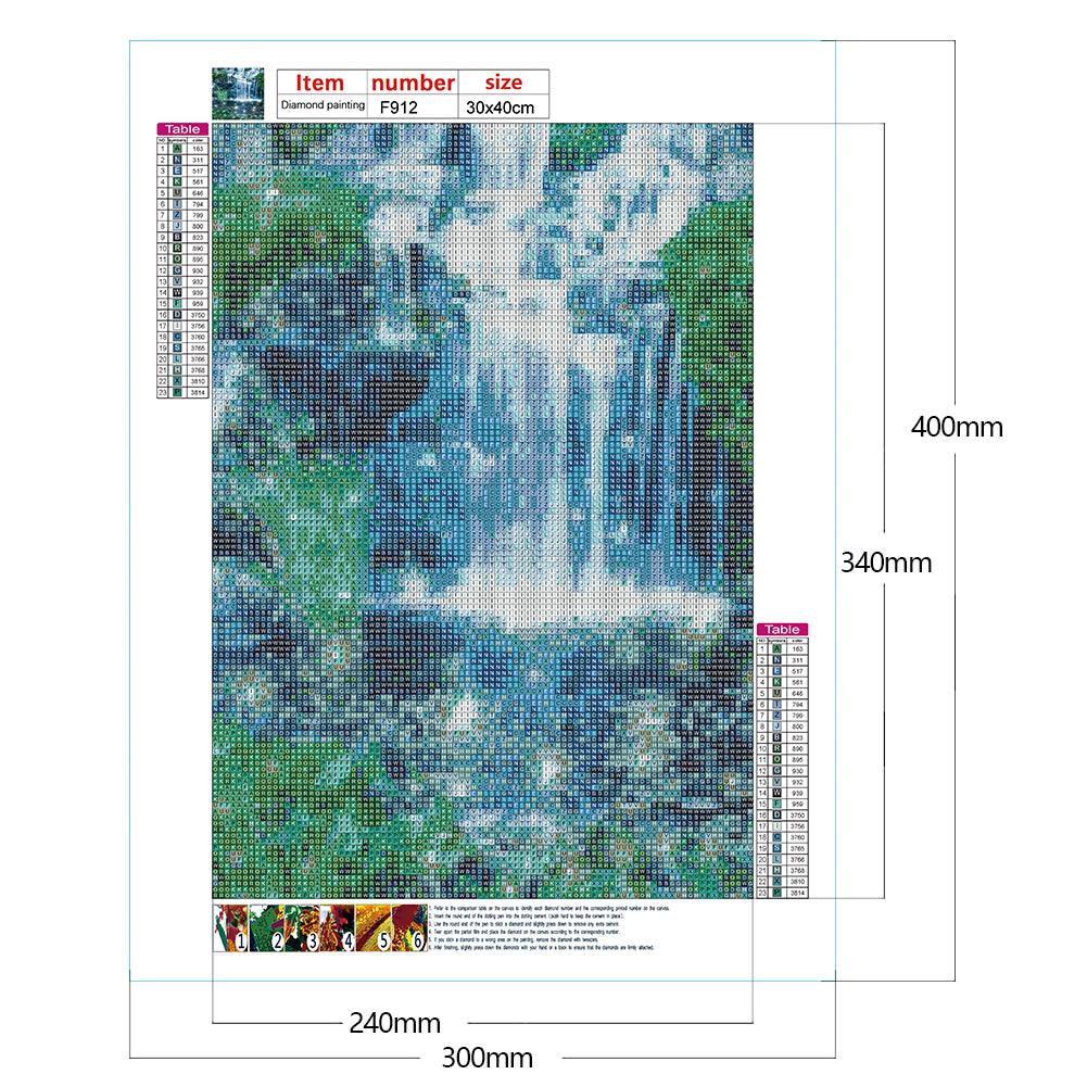 Forest Waterfall - Full Square Drill Diamond Painting 30*40CM