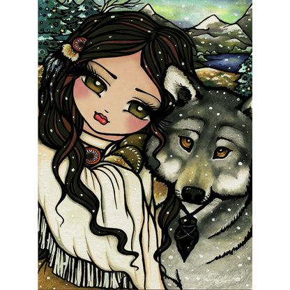 Wolf And Girl - Full Round Drill Diamond Painting 30*40CM