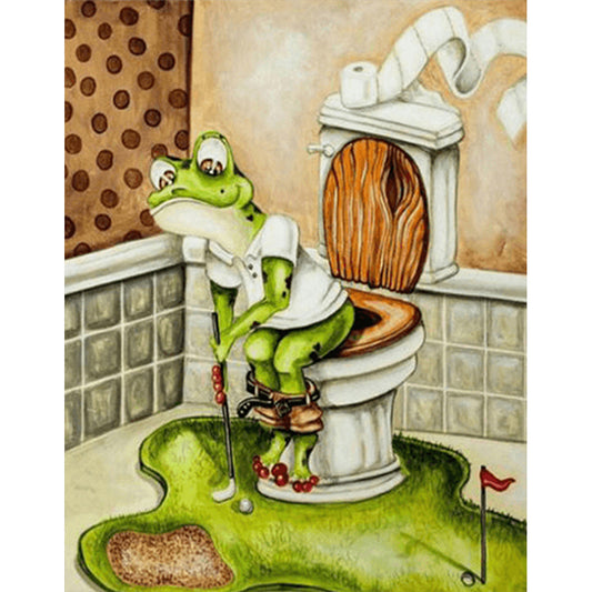 Frog Sitting On Toilet - Full Round Drill Diamond Painting 50*60CM