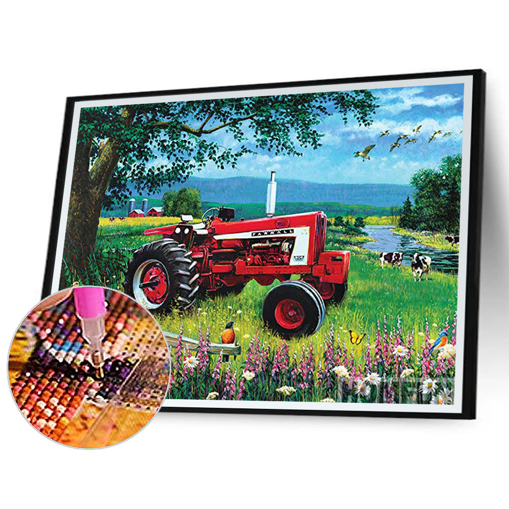 Red Truck - Full Round Drill Diamond Painting 50*40CM