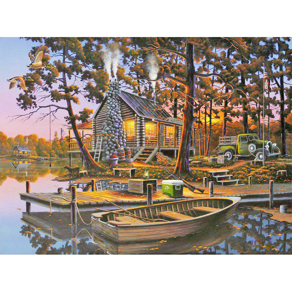 Dock Cabin - Full Round Drill Diamond Painting 50*40CM