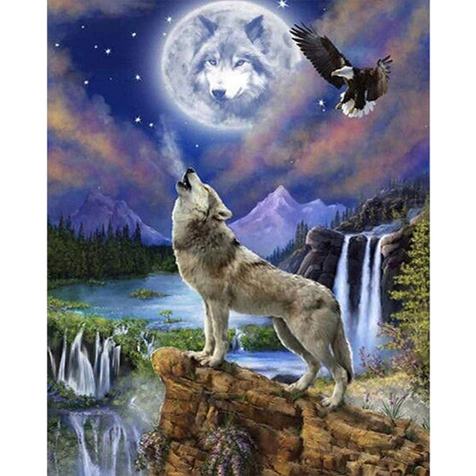 Howling Under The Moon - Full Round Drill Diamond Painting 40*50CM