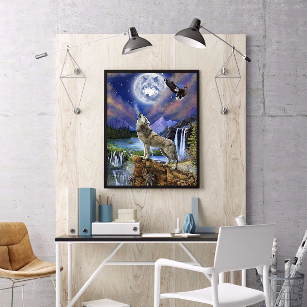 Howling Under The Moon - Full Round Drill Diamond Painting 40*50CM