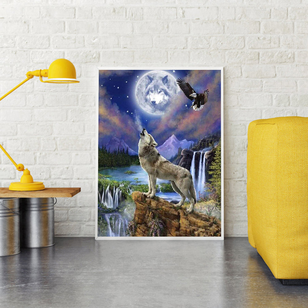 Howling Under The Moon - Full Round Drill Diamond Painting 40*50CM
