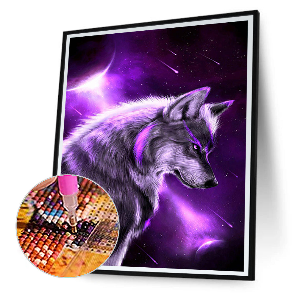 Purple Wolf - Full Round Drill Diamond Painting 40*50CM