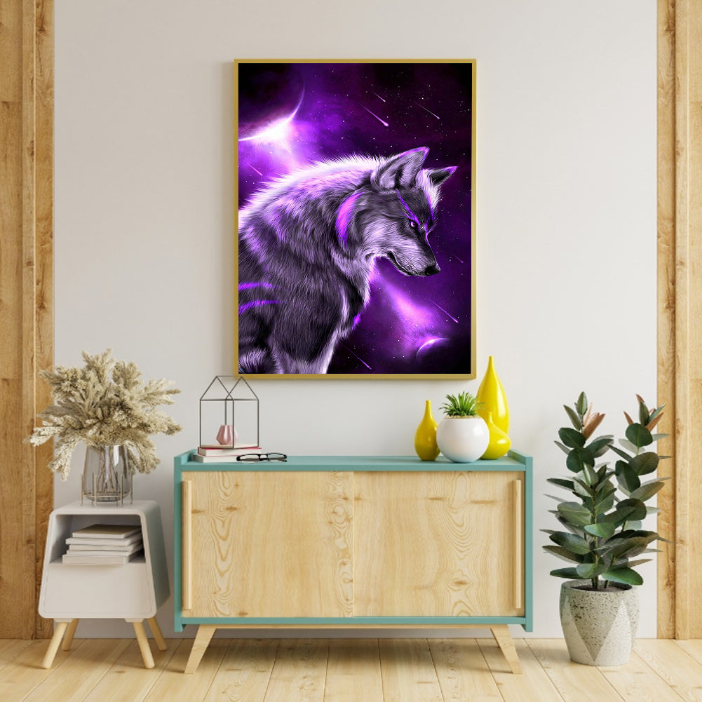 Purple Wolf - Full Round Drill Diamond Painting 40*50CM