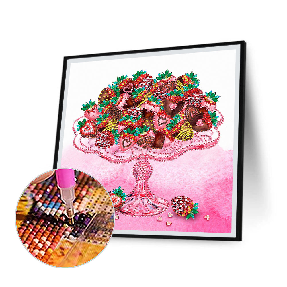 Chocolate Dessert With Strawberries - Special Shaped Drill Diamond Painting 30*30CM