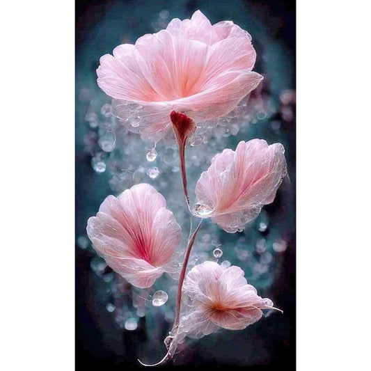 Water Drop Flowers - Full Round Drill Diamond Painting 40*70CM