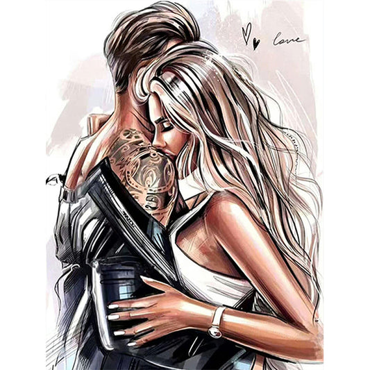 Couple Hugging - Full Round Drill Diamond Painting 30*40CM