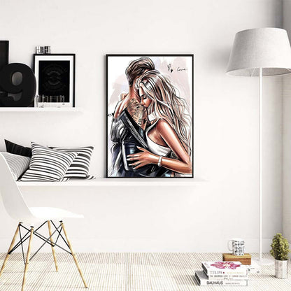 Couple Hugging - Full Round Drill Diamond Painting 30*40CM