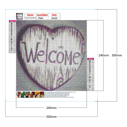 Welcome Calligraphy - Full Square Drill Diamond Painting 30*30CM