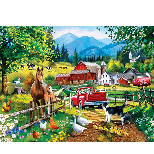 Horses, Dogs, Ducks On The Meadow At The Farm - Full Square Drill Diamond Painting 50*40CM