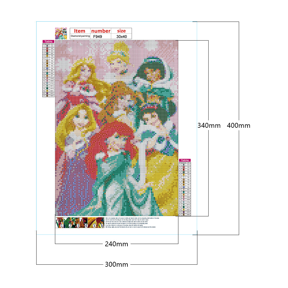 Disney Princess - Full Square Drill Diamond Painting 30*40CM