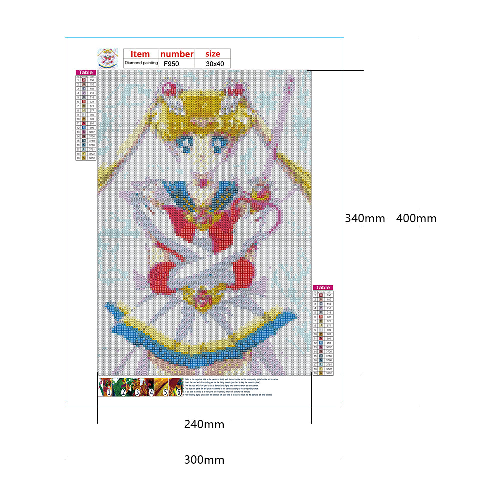 Sailor Moon - Full Square Drill Diamond Painting 30*40CM
