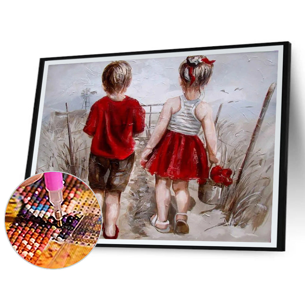 Play Children 40*30CM(Canvas) Full Round Drill Diamond Painting