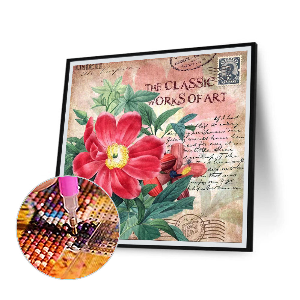 Vintage Flowers - Full Round Drill Diamond Painting 30*30CM