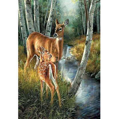 Sika Deer 40*50CM(Canvas) Full Round Drill Diamond Painting