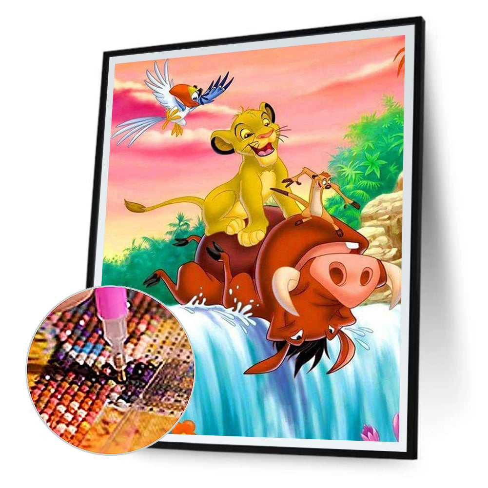 Pumbaa And Simba 40*50CM(Canvas) Full Round Drill Diamond Painting